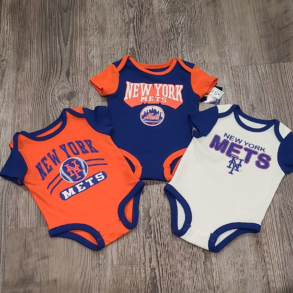 MLB New York Mets Bodysuit Set - Orange, Blue, White Size 0-3 Months